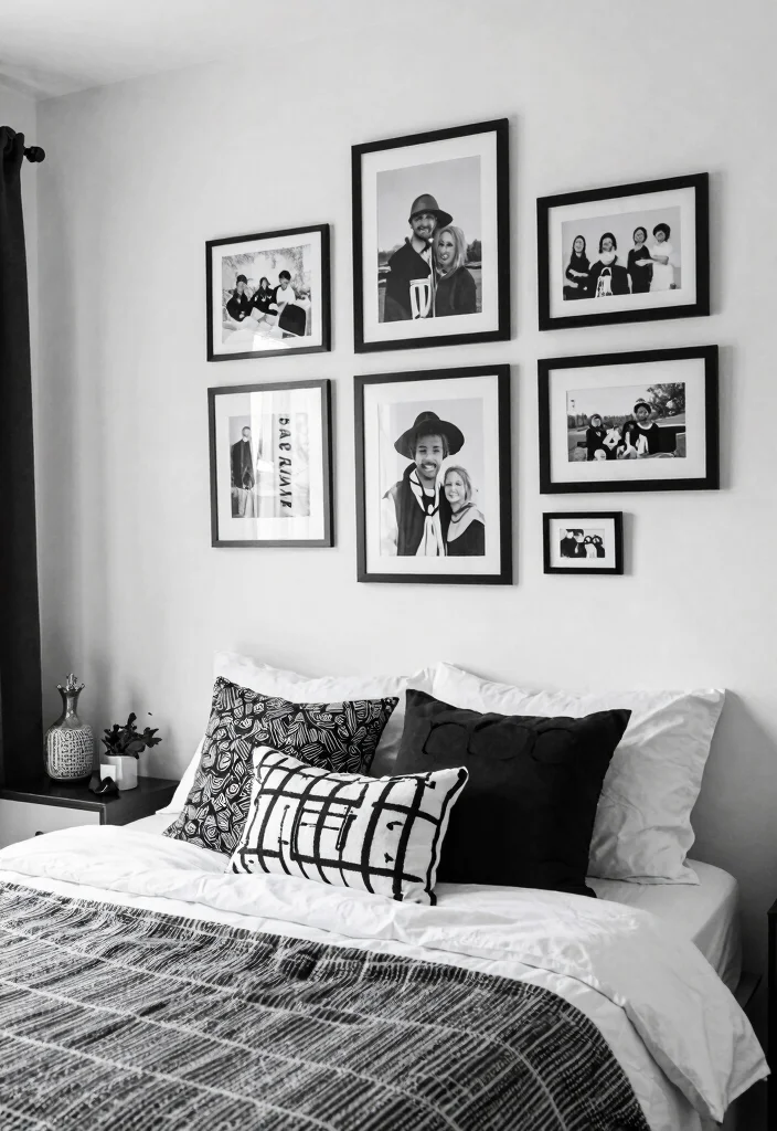25 Black and White Bedroom Ideas for a Classic Contrast 25. Personal Touches with Black and White 0