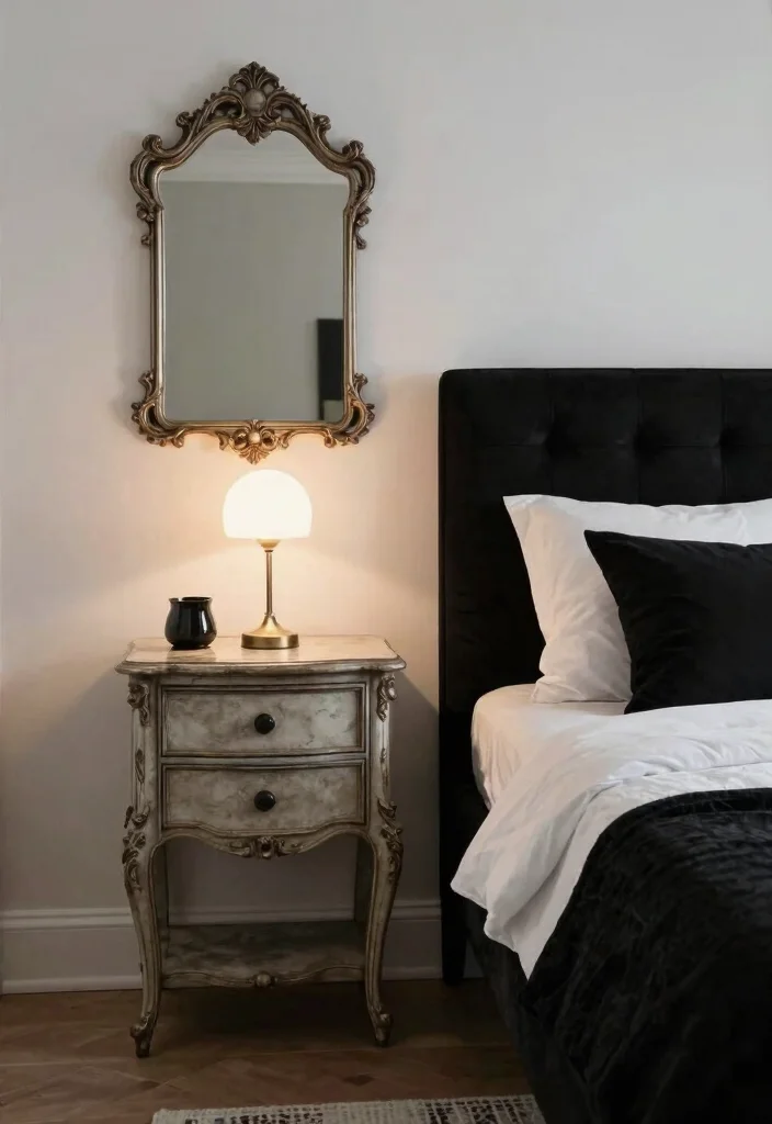 25 Black and White Bedroom Ideas for a Classic Contrast 5. Elegant Vintage Touches 0