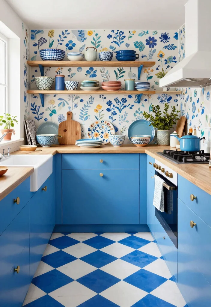 25+ Blue Kitchen Ideas That Add Calm and Character 30 25 Blue Kitchen Ideas That Add Calm and Character 10. Playful Patterns in Blue 0