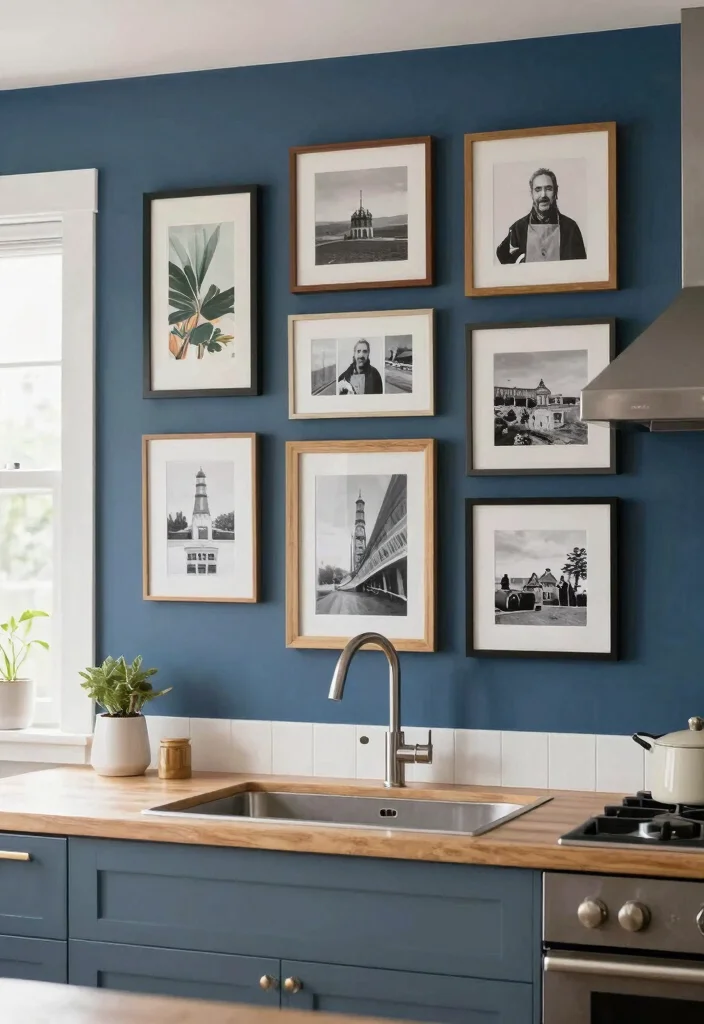 25+ Blue Kitchen Ideas That Add Calm and Character 75 25 Blue Kitchen Ideas That Add Calm and Character 25. Blue Centric Gallery Wall 0