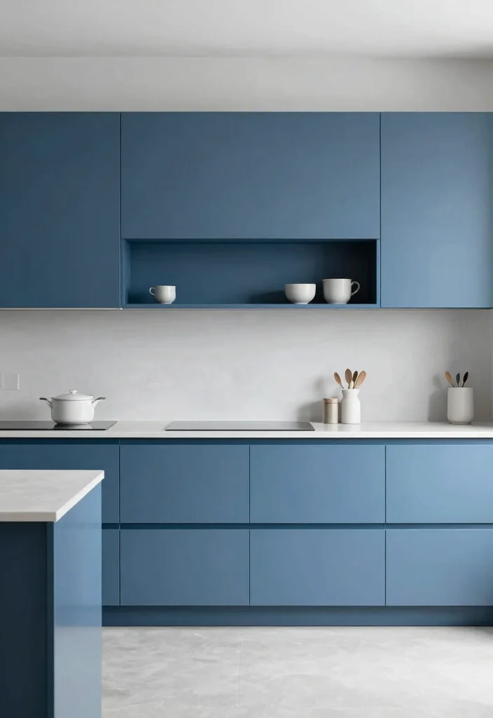 25+ Blue Kitchen Ideas That Add Calm and Character 18 25 Blue Kitchen Ideas That Add Calm and Character 8. Minimalist Blue Designs 0