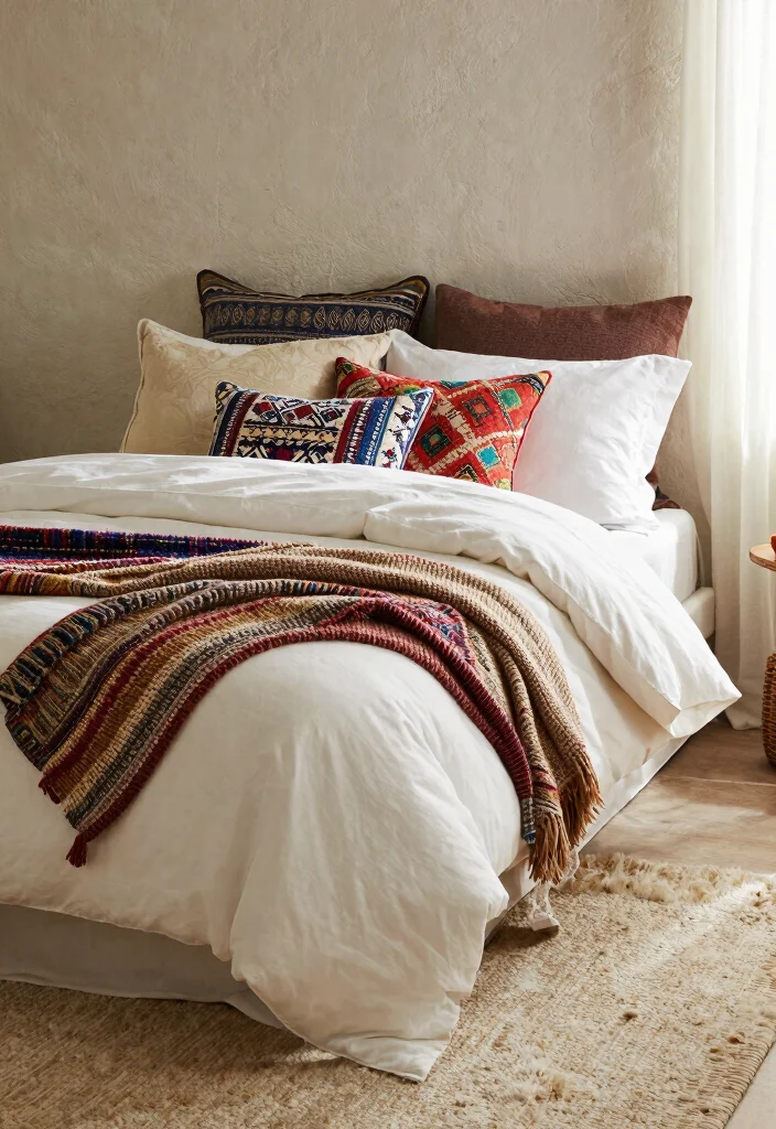 25+ Boho Bedroom Ideas Full of Free-Spirited Charm 1 25 Boho Bedroom Ideas Full of Free Spirited Charm 1. Layered Textiles for Depth 0