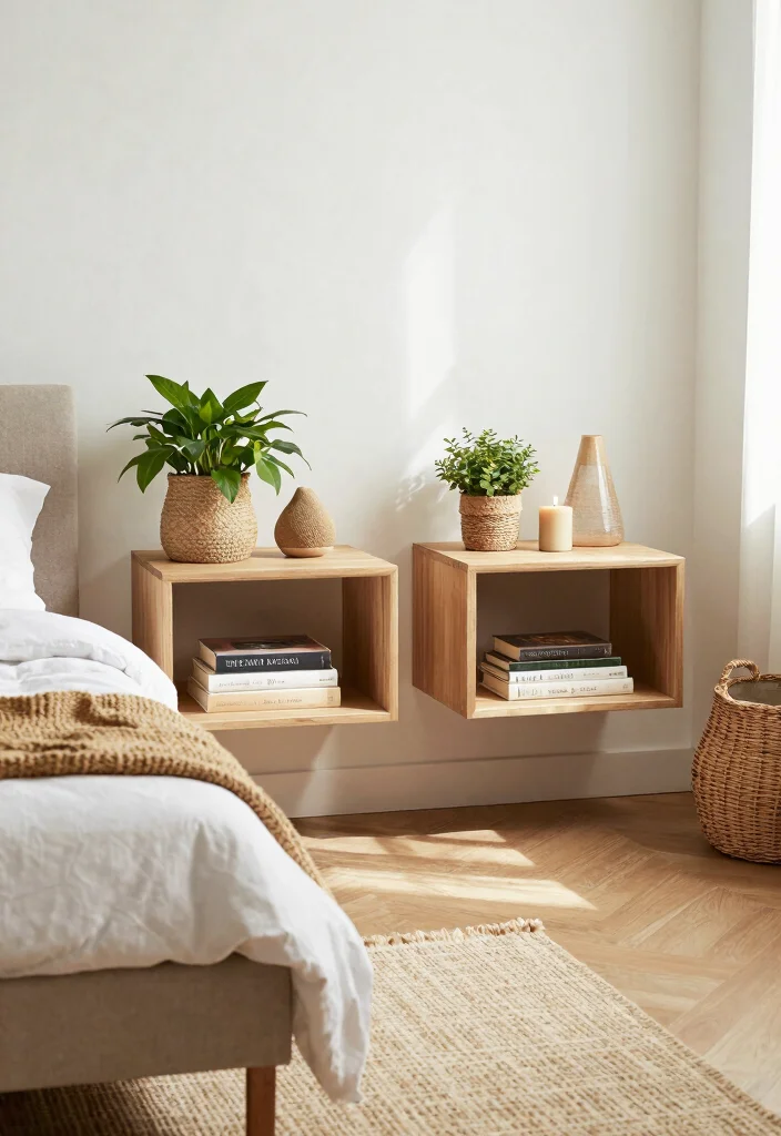 25+ Boho Bedroom Ideas Full of Free-Spirited Charm 61 25 Boho Bedroom Ideas Full of Free Spirited Charm 21. Floating Nightstands for Small Spaces 0