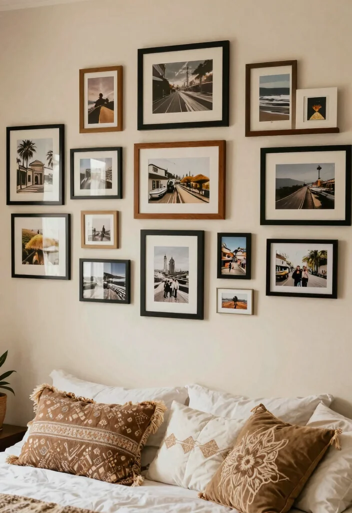 25+ Boho Bedroom Ideas Full of Free-Spirited Charm 74 25 Boho Bedroom Ideas Full of Free Spirited Charm 24. Create a Personal Gallery of Memories 0