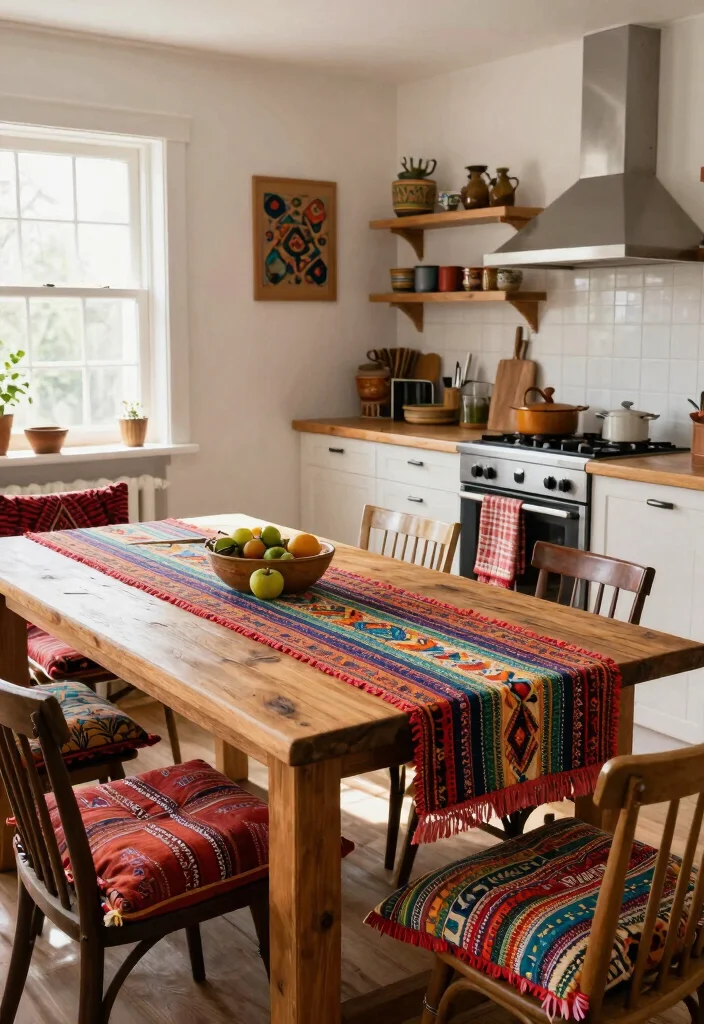 25+ Boho Kitchen Ideas for an Artistic Relaxed Space 27 25 Boho Kitchen Ideas for an Artistic Relaxed Space 7. Eclectic Textiles 0