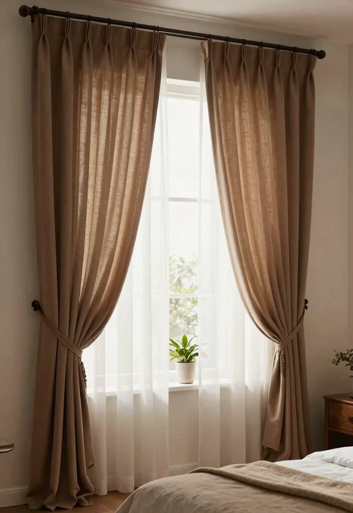 25+ Brown Bedroom Ideas for a Warm Earthy Feel 42 25 Brown Bedroom Ideas for a Warm Earthy Feel 12. Brown Accented Curtains 0