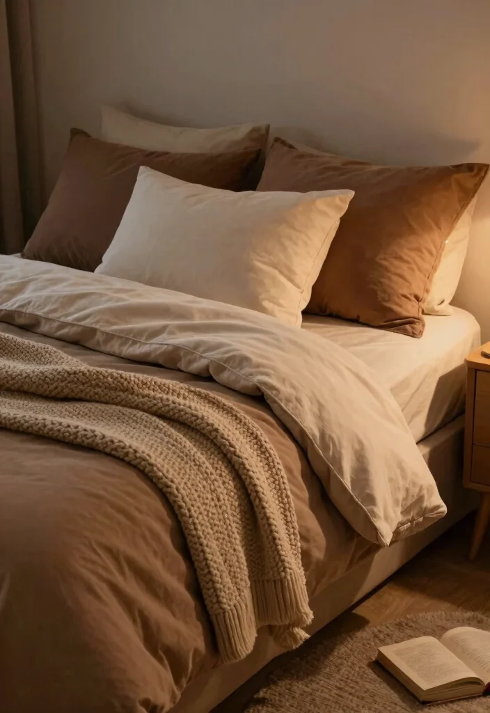 25+ Brown Bedroom Ideas for a Warm Earthy Feel 37 25 Brown Bedroom Ideas for a Warm Earthy Feel 7. Cozy Bedding Layers 0