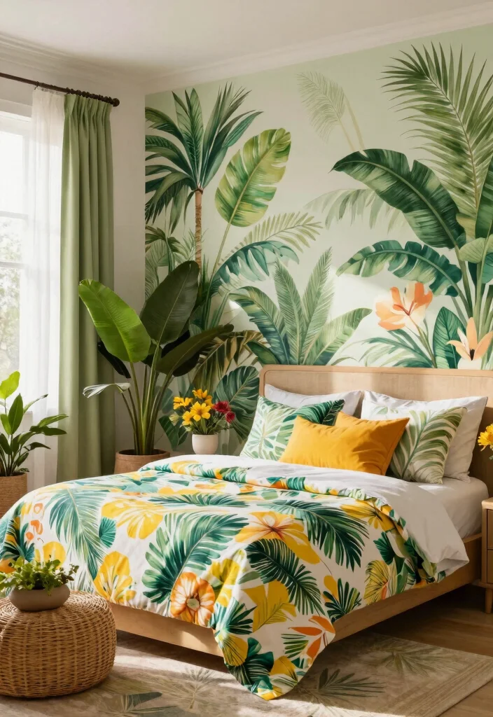 25 Colorful Bedroom Ideas That Bring Energy and Joy 1. Tropical Paradise 0