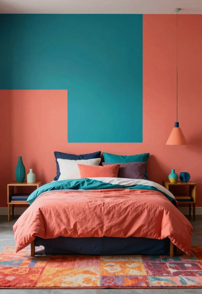 25 Colorful Bedroom Ideas That Bring Energy and Joy 2. Cozy Color Block 0