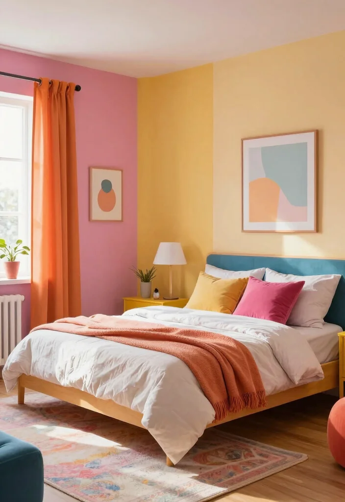 25 Colorful Bedroom Ideas That Bring Energy and Joy 25. Energizing Display of Colors 0