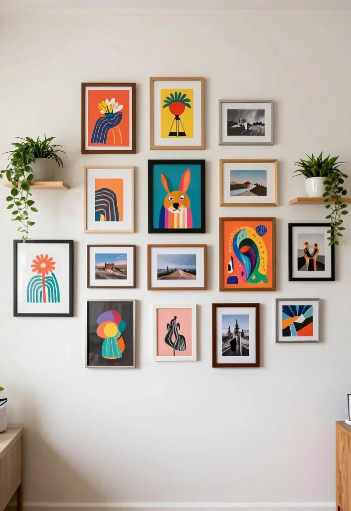 25 Colorful Bedroom Ideas That Bring Energy and Joy 4. Eclectic Gallery Wall 0