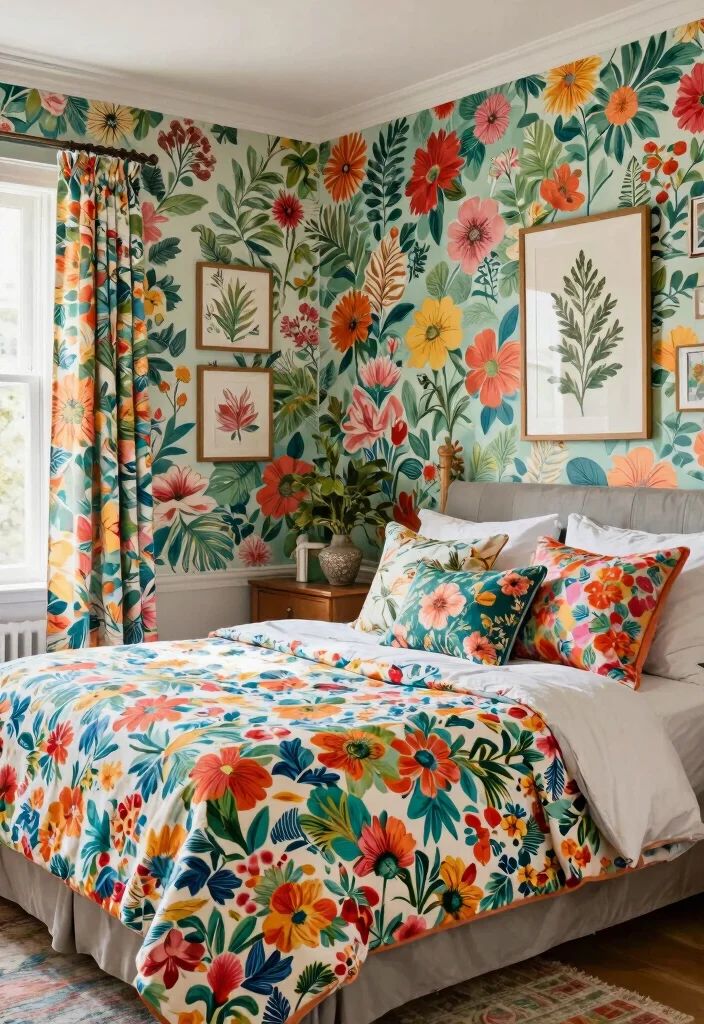 25 Colorful Bedroom Ideas That Bring Energy and Joy 5. Bold Floral Patterns 0