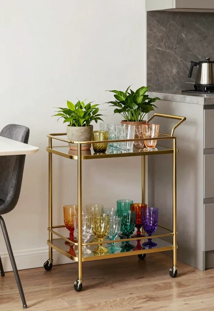 25 Galley Kitchen Ideas That Make Small Spaces Shine 15. Use Bar Carts as Storage 0