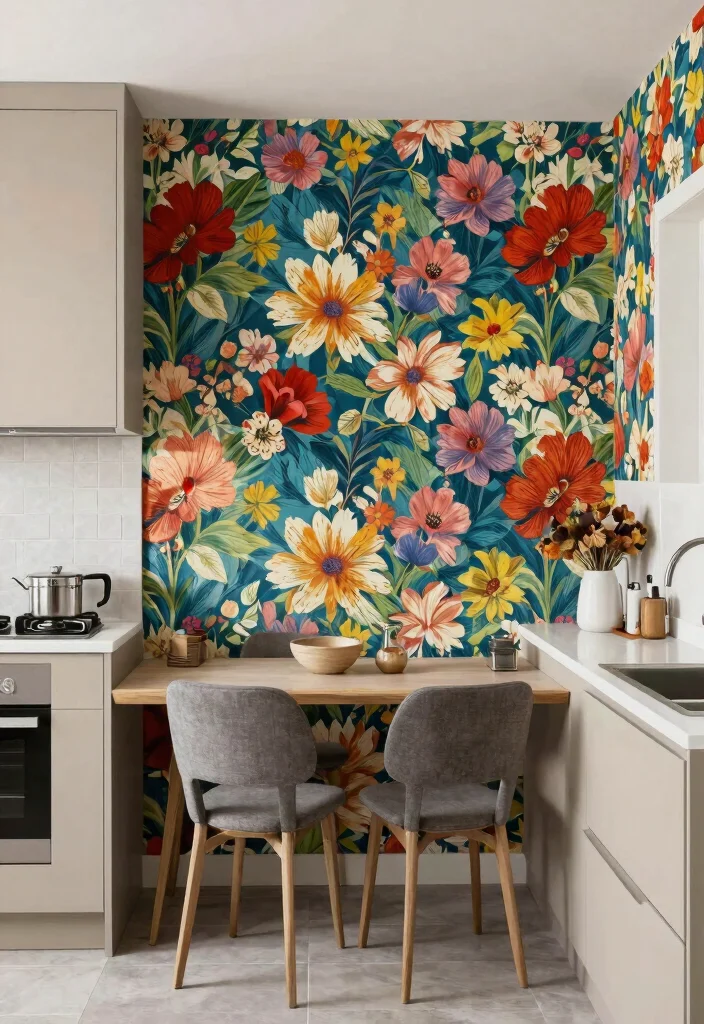 25 Galley Kitchen Ideas That Make Small Spaces Shine 17. Creative Use of Wallpaper 0