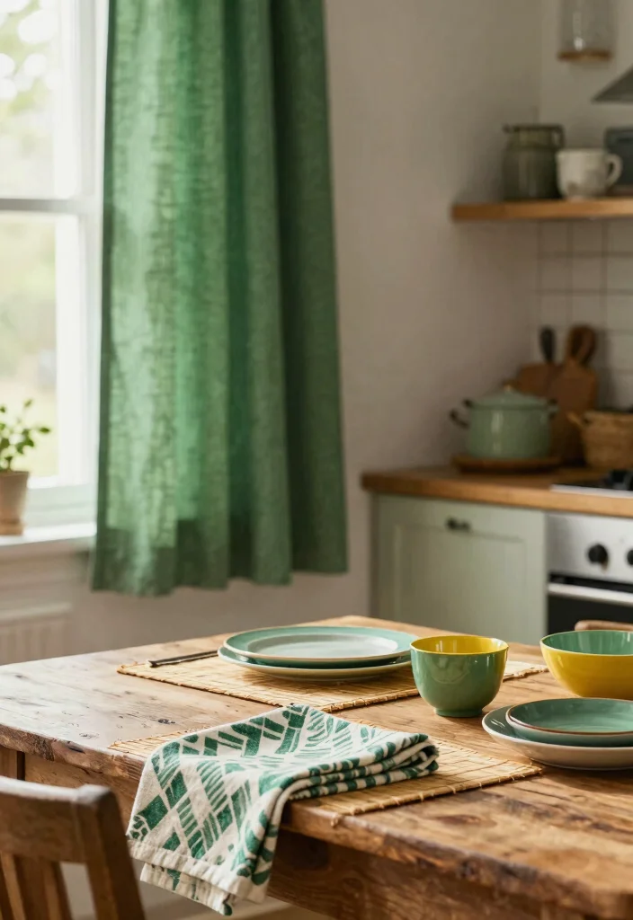 25+ Green Kitchen Ideas for a Fresh Natural Look 30 25 Green Kitchen Ideas for a Fresh Natural Look 10. Green Textiles 0