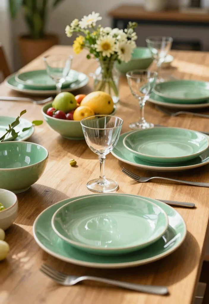 25+ Green Kitchen Ideas for a Fresh Natural Look 71 25 Green Kitchen Ideas for a Fresh Natural Look 21. Green Tableware 0