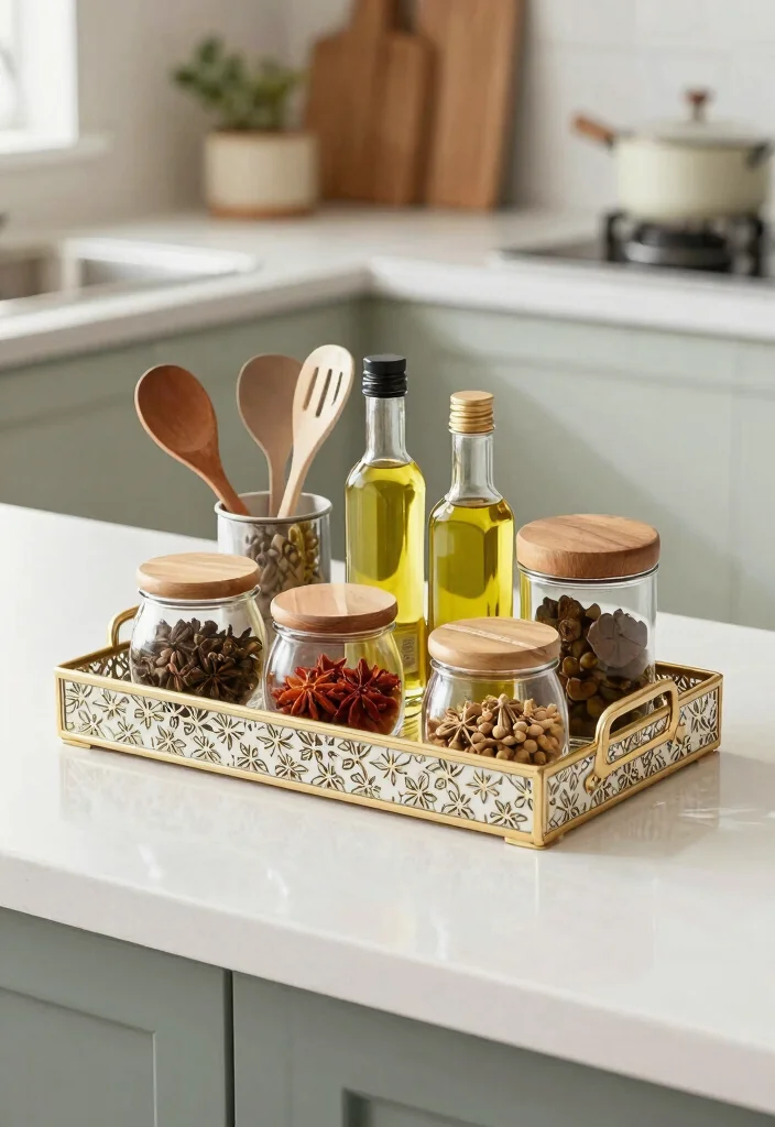 25 IKEA Kitchen Ideas That Are Budget Friendly and Stylish 23. Use Decorative Trays for Organization 0