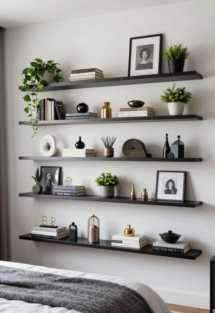 25 Ladies Bedroom Ideas That Are Feminine and Elegant 20. Chic Display Shelves 0