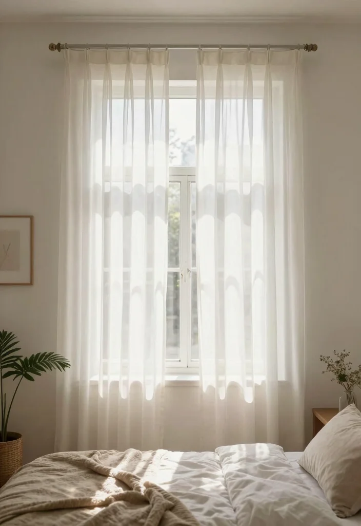 25 Light Bedroom Ideas for a Bright Airy Feel 10. Go for Light and Airy Window Treatments 0