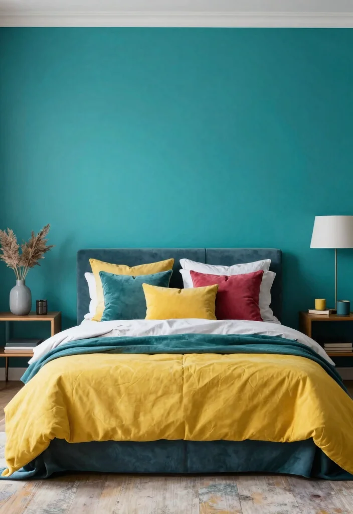 25 Modern Bedroom Ideas That Feel Sleek and Sophisticated 11. A Pop of Color 0