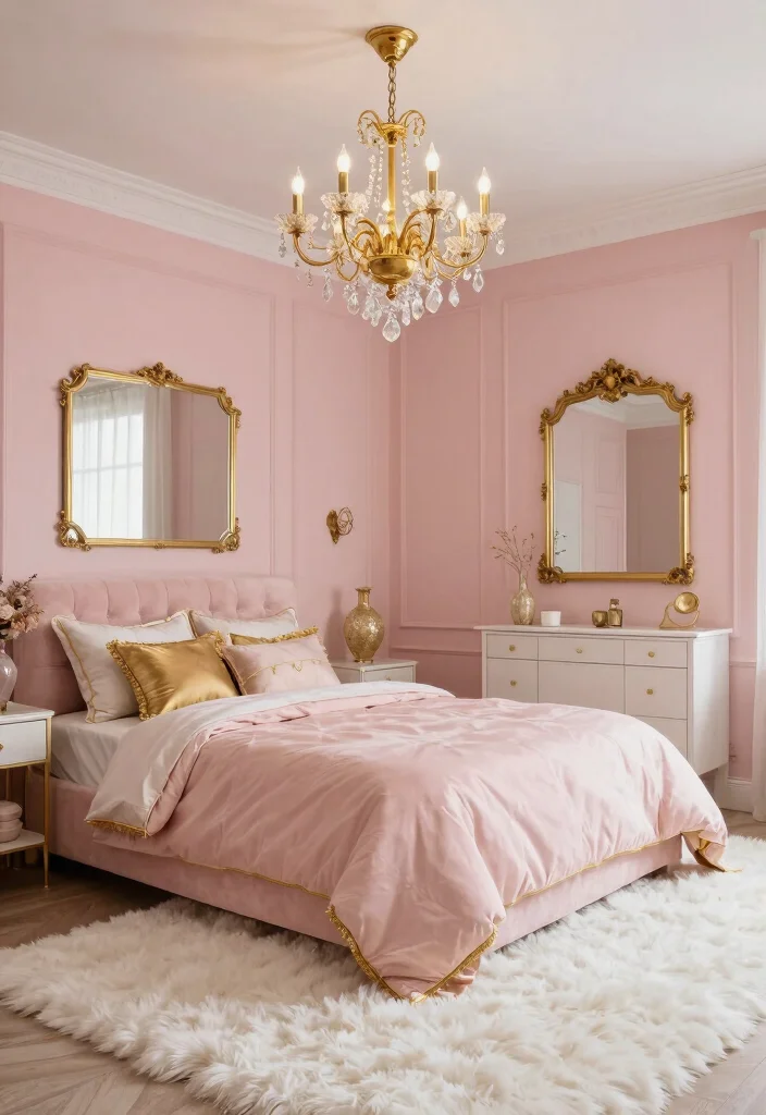 25+ Pink Bedroom Ideas That Are Chic and Playful 1 25 Pink Bedroom Ideas That Are Chic and Playful 1. Blush and Gold Glamour 0
