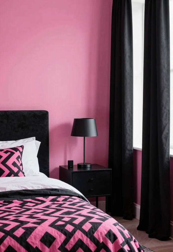25+ Pink Bedroom Ideas That Are Chic and Playful 64 25 Pink Bedroom Ideas That Are Chic and Playful 14. Pink and Black Contrast 0