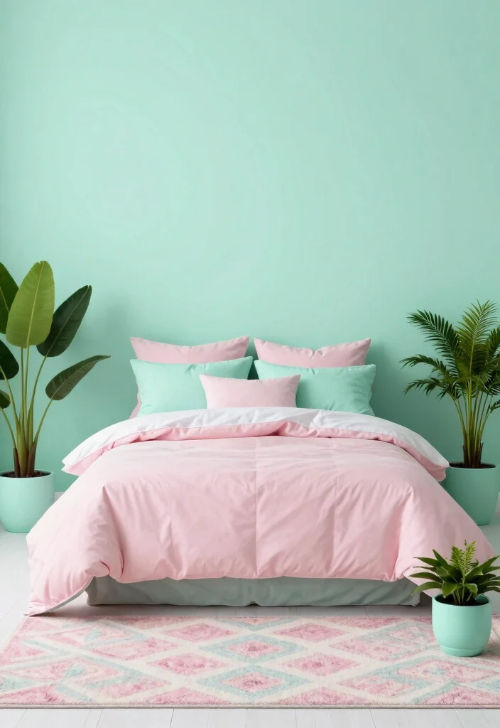 25+ Pink Bedroom Ideas That Are Chic and Playful 26 25 Pink Bedroom Ideas That Are Chic and Playful 6. Pink and Mint Freshness 0