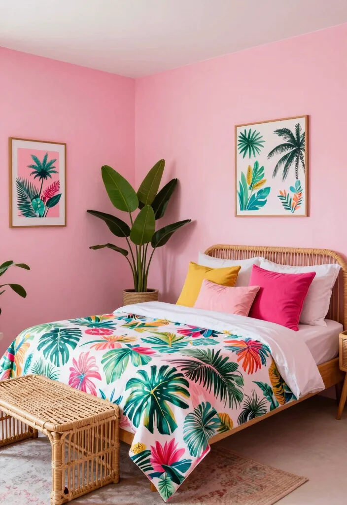 25+ Pink Bedroom Ideas That Are Chic and Playful 38 25 Pink Bedroom Ideas That Are Chic and Playful 8. Tropical Pink Retreat 0
