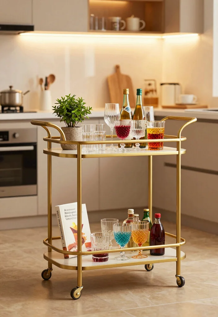 25 Small Galley Kitchen Ideas That Maximize Function 17. Stylish Bar Carts 0