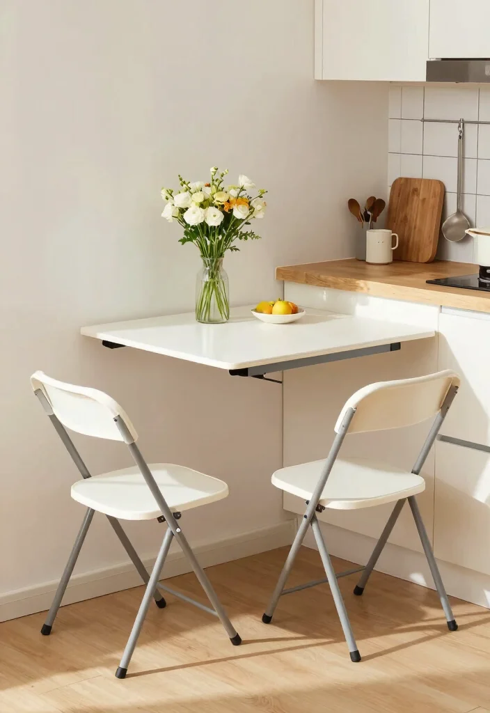 25 Small Galley Kitchen Ideas That Maximize Function 5. Folding Tables for Quick Meals 0