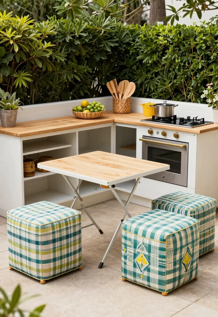 25 Small Outdoor Kitchen Ideas for Compact Spaces 10. Multifunctional Furniture 0