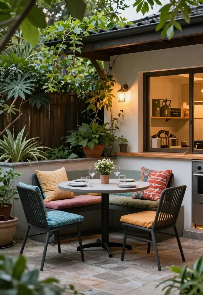 25 Small Outdoor Kitchen Ideas for Compact Spaces 18. Outdoor Dining Nooks 0