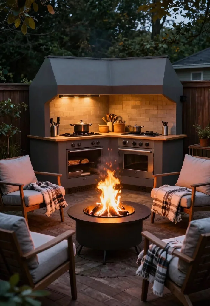 25 Small Outdoor Kitchen Ideas for Compact Spaces 20. Outdoor Fire Pits 0