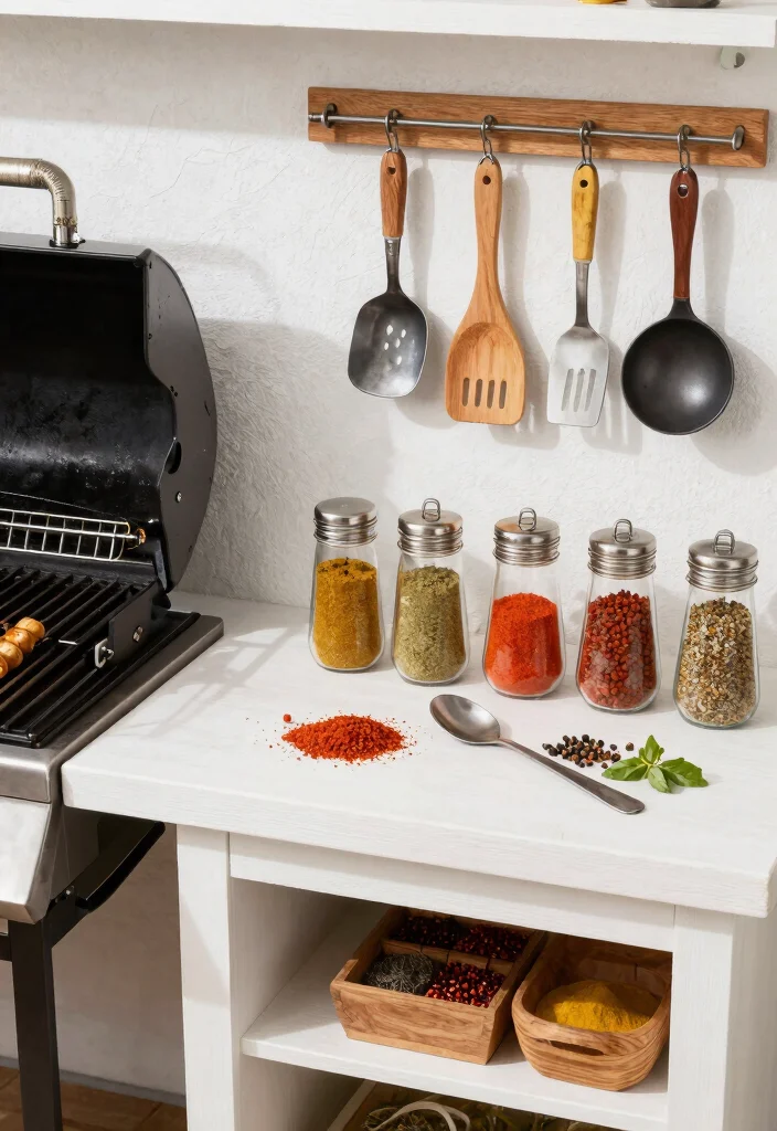 25 Small Outdoor Kitchen Ideas for Compact Spaces 21. Grilling Accessories and Tools 0