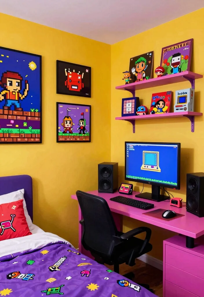 25 Teenage Boys Bedroom Ideas That Are Modern and Cool 12. Retro Gaming Nostalgia 0