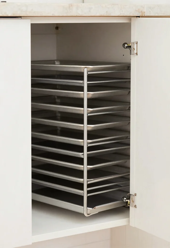 25+ Tiny House Kitchen Ideas That Maximize Every Corner 31 25 Tiny House Kitchen Ideas That Maximize Every Corner 11. Vertical Storage for Baking Sheets 0