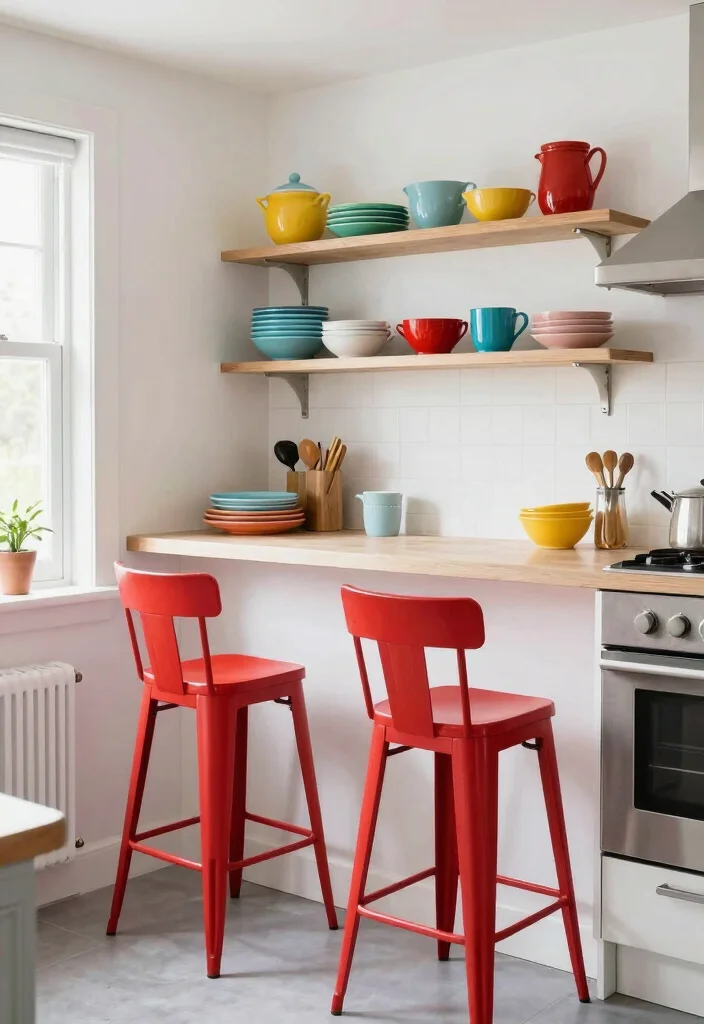 25 Very Small Kitchen Layout Ideas That Actually Work 10. Colorful Accents 0