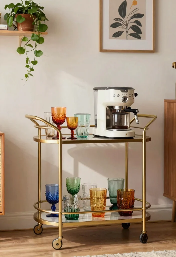 25 Very Small Kitchen Layout Ideas That Actually Work 13. Bar Cart for Flexibility 0