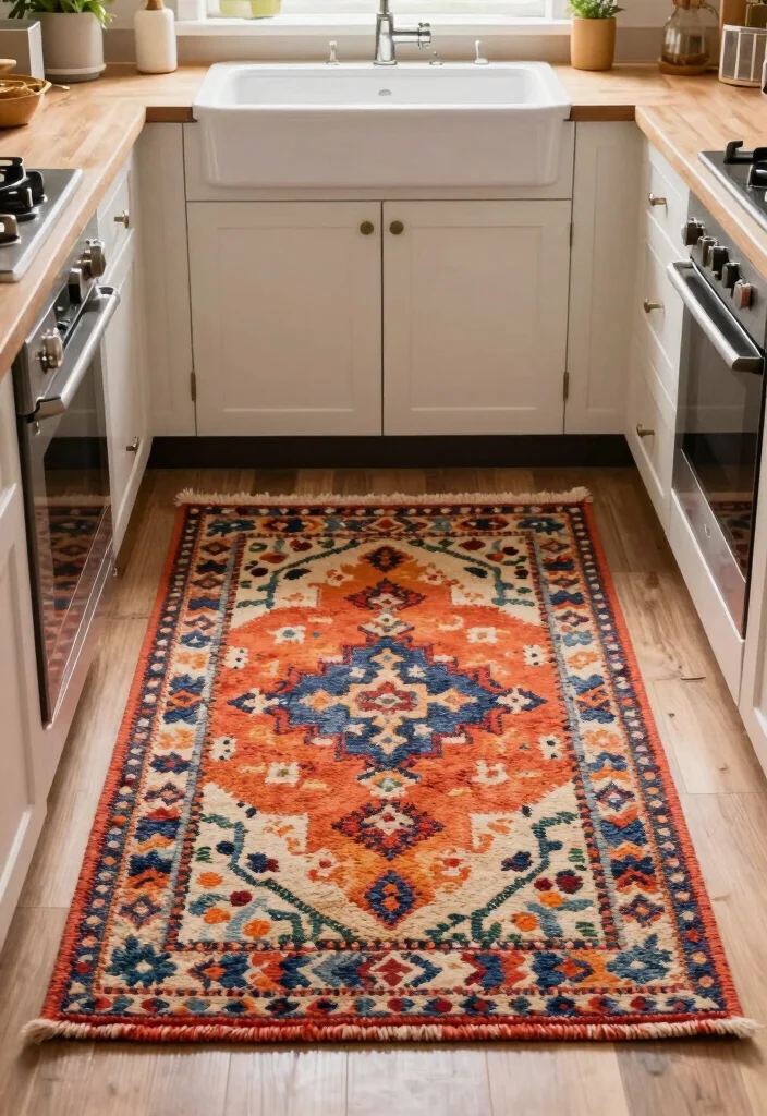 25 Very Small Kitchen Layout Ideas That Actually Work 17. Stylish Rugs 0