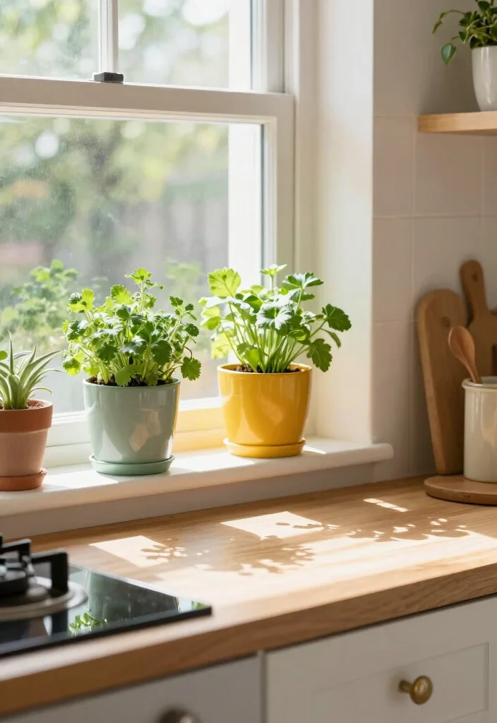 25 Very Small Kitchen Layout Ideas That Actually Work 22. Fresh Herbs for Aesthetic and Function 0