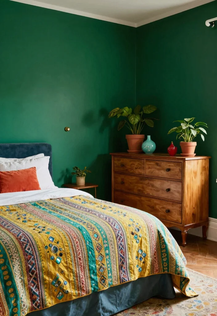 25+ Vintage Bedroom Ideas That Bring Retro Charm 17 25 Vintage Bedroom Ideas That Bring Retro Charm 7. Bold Color Palette 0