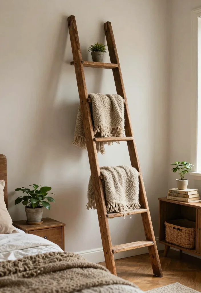 25+ Vintage Bedroom Ideas That Bring Retro Charm 19 25 Vintage Bedroom Ideas That Bring Retro Charm 9. Vintage Ladder as Decor 0