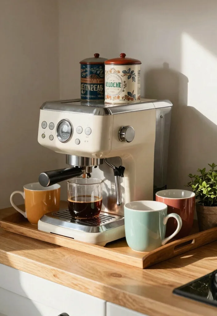 25 Vintage Kitchen Ideas That Bring Back Retro Charm 15. Retro Coffee Stations 0