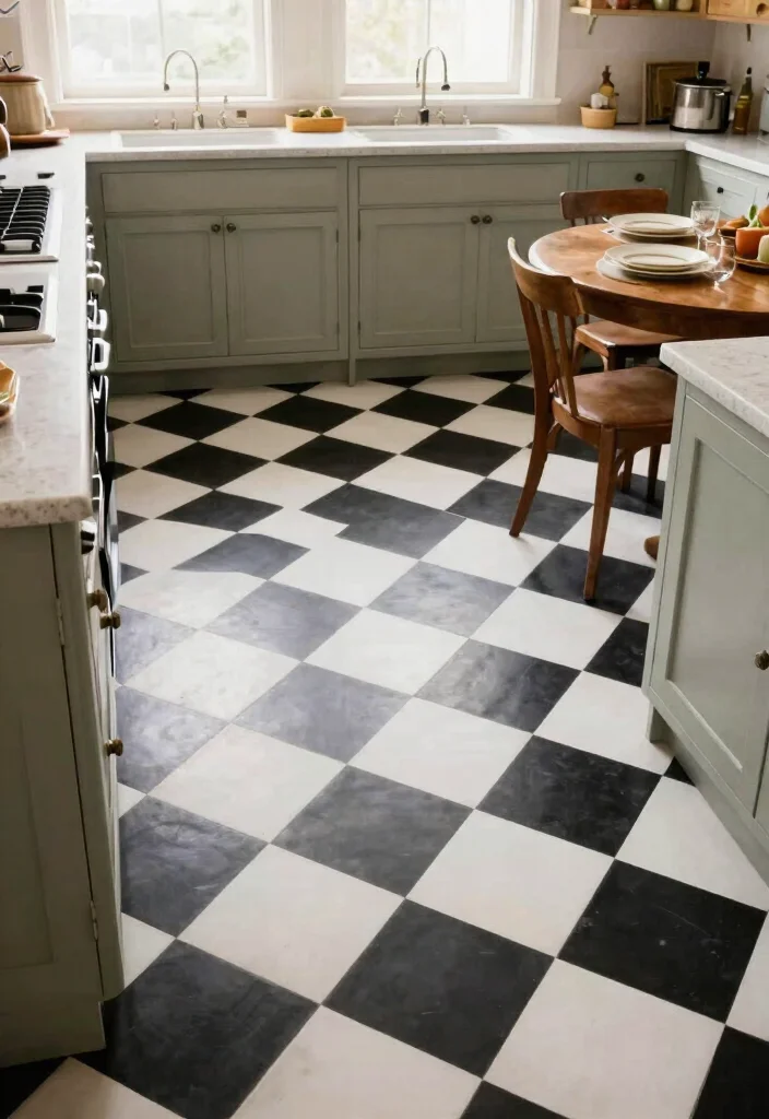 25 Vintage Kitchen Ideas That Bring Back Retro Charm 3. Checkerboard Floors 0