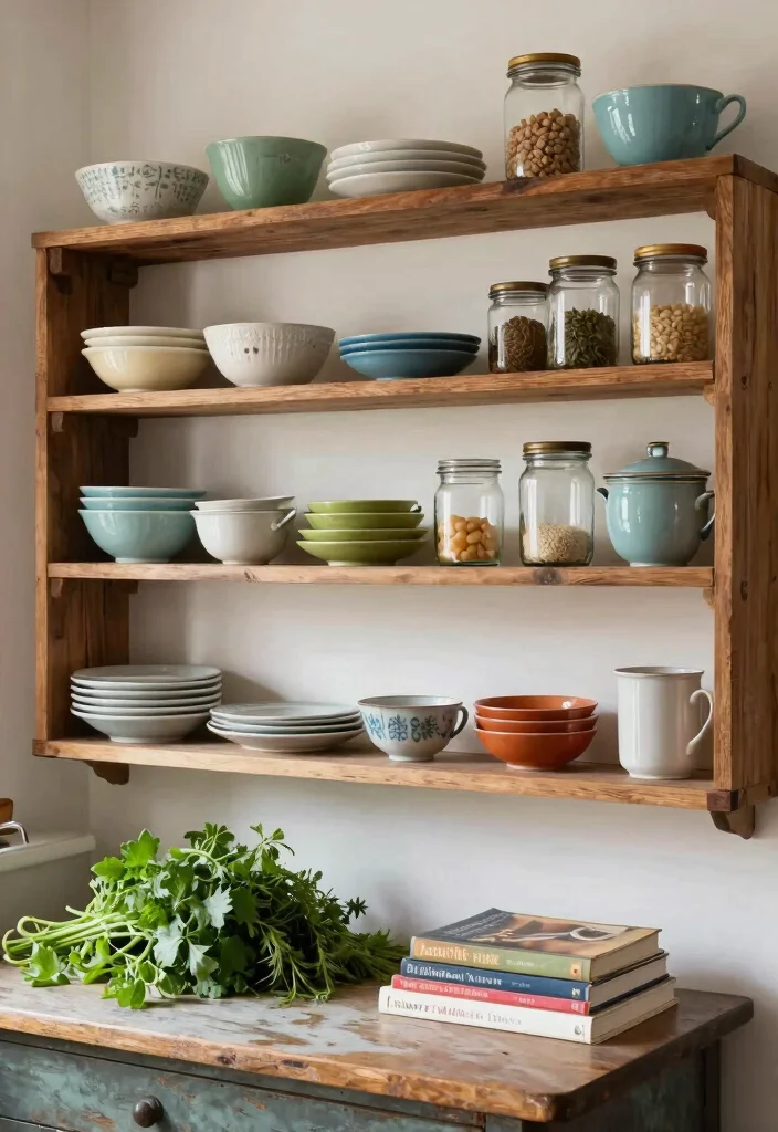 25 Vintage Kitchen Ideas That Bring Back Retro Charm 6. Open Shelving 0