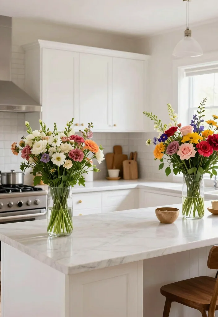 25+ White Kitchen Ideas That Feel Fresh and Modern 43 25 White Kitchen Ideas That Feel Fresh and Modern 13. Fresh Floral Touches 0