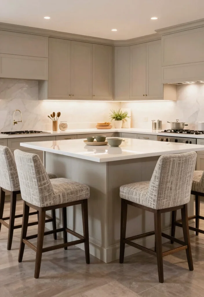 30 Beige Kitchen Ideas for a Soft and Elegant Look 40 30 Beige Kitchen Ideas for a Soft and Elegant Look 10. Stylish Bar Stools 0