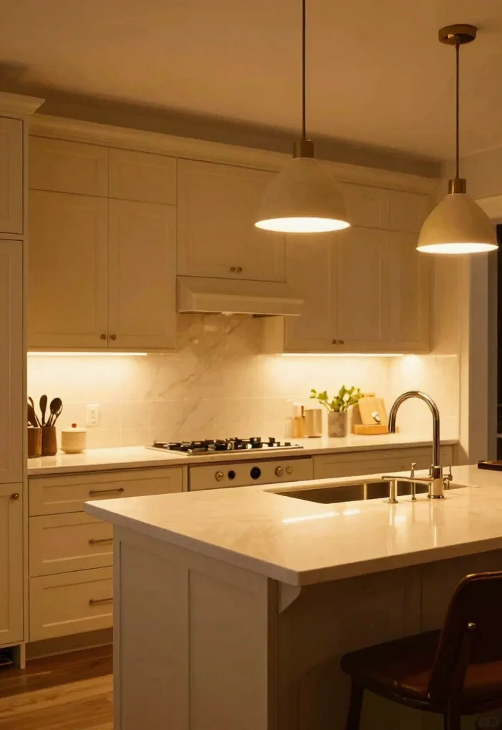 30 Beige Kitchen Ideas for a Soft and Elegant Look 53 30 Beige Kitchen Ideas for a Soft and Elegant Look 13. Layered Lighting 0