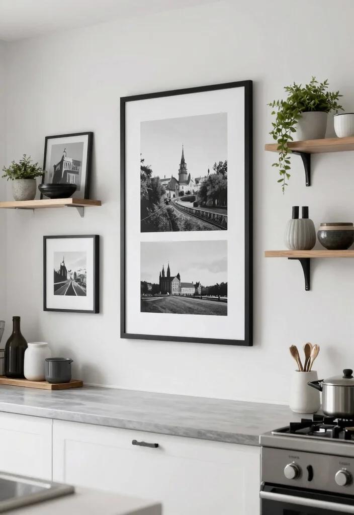 30 Black and White Kitchen Ideas for a Classic Contrast 23 30 Black and White Kitchen Ideas for a Classic Contrast 13. Decorative Wall Art 0