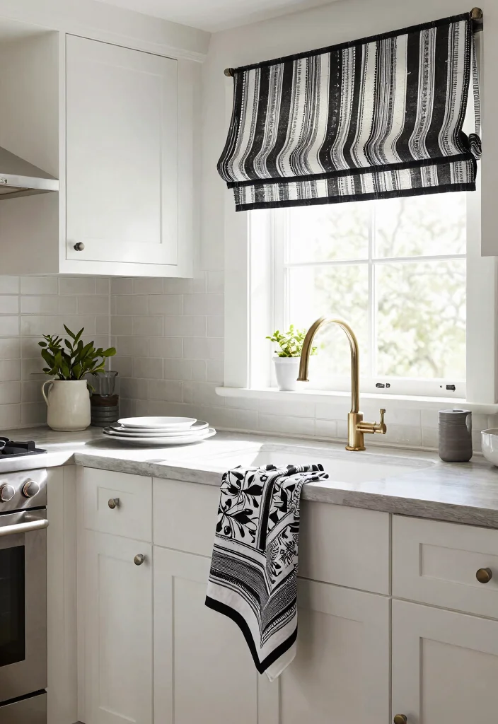 30 Black and White Kitchen Ideas for a Classic Contrast 67 30 Black and White Kitchen Ideas for a Classic Contrast 27. Monochrome Textiles 0